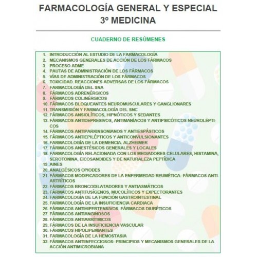 FARMACOLOGÍA GENERAL 3º MEDICINA